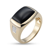 Mens Black Onyx & Diamond Signet Ring